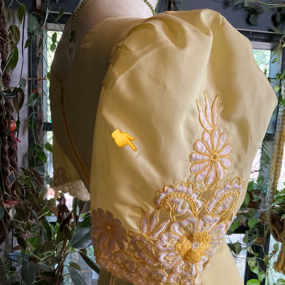 Vintage Embroidered Yellow Flowers Maxi Dress - Picture 8 of 10